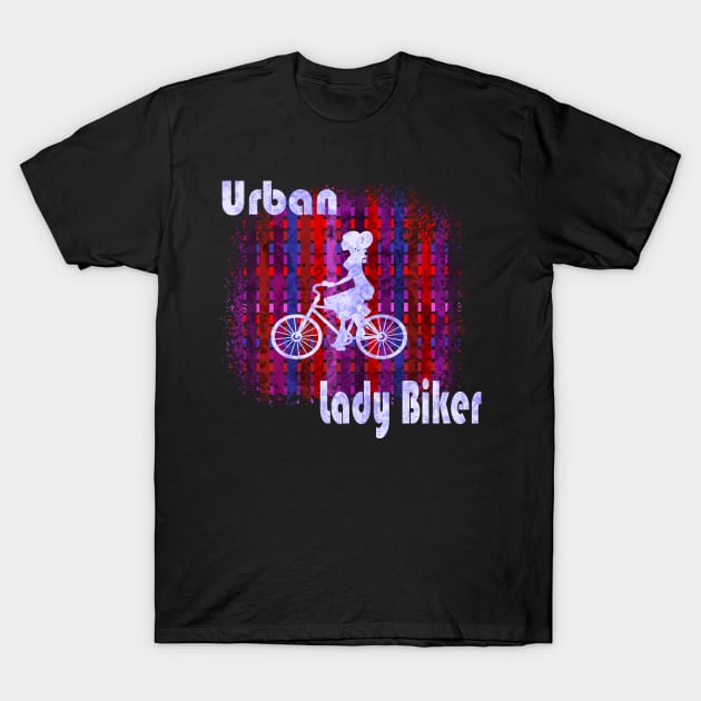 Urban Lady Biker T Shirt Vintage Girl Driving A Bike T-Shirt by Jakavonis